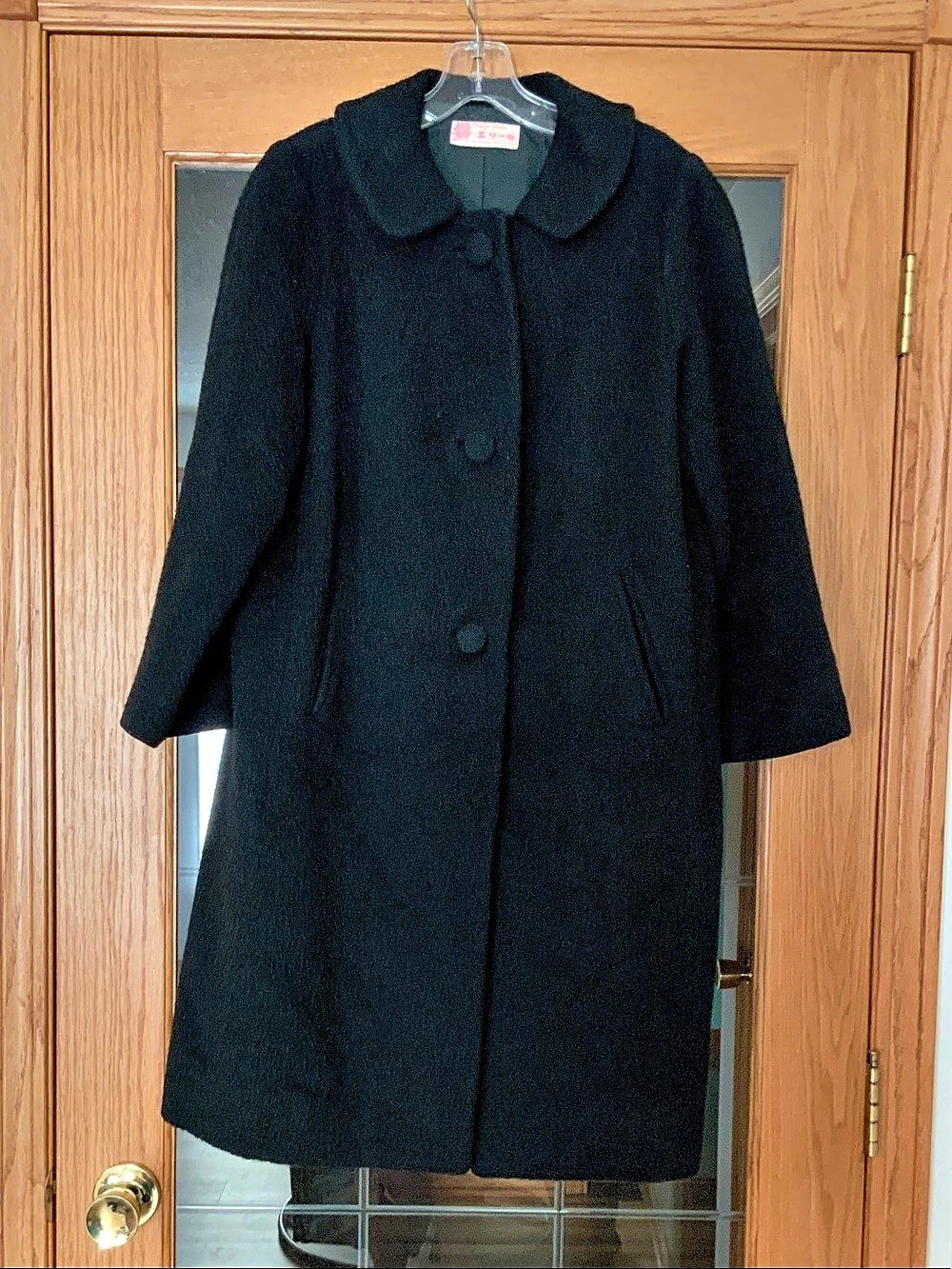 Japan vintage MCM Black wool lined Pea Coat Medium nice rare Tachikawa see pics